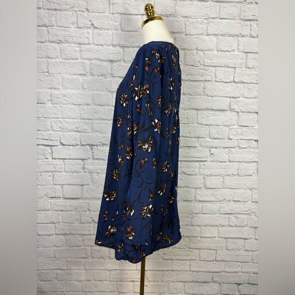 NWT Lulus Pleasant Valley Navy Blue Floral Print Long Sleeve Shift Dress Large - Picture 6 of 9